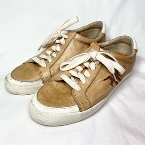 Frye sneakers tan and white womens size 8.5